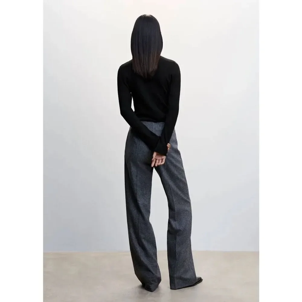 MNG Mango Women's Turtleneck Wool Blend senseicv Black Sweater Medium NWT